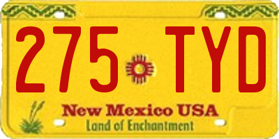NM license plate 275TYD