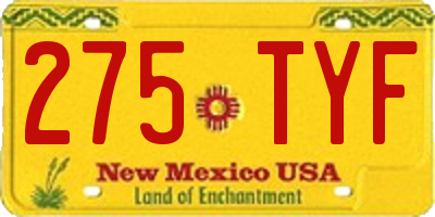 NM license plate 275TYF