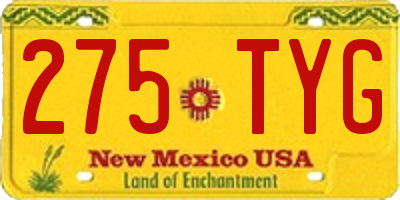 NM license plate 275TYG