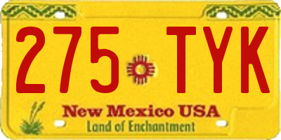 NM license plate 275TYK