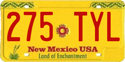NM license plate 275TYL