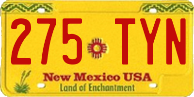 NM license plate 275TYN