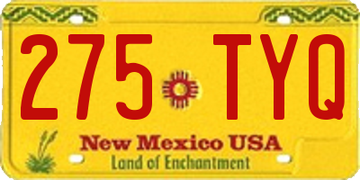NM license plate 275TYQ