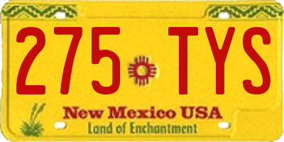 NM license plate 275TYS