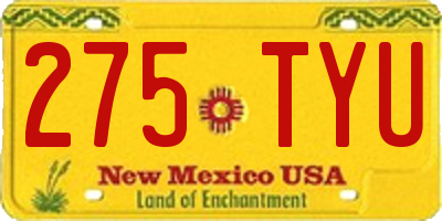 NM license plate 275TYU