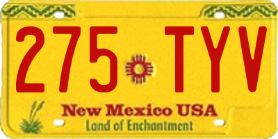 NM license plate 275TYV