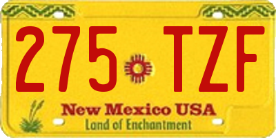 NM license plate 275TZF