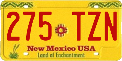NM license plate 275TZN