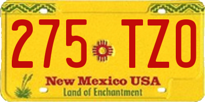 NM license plate 275TZO