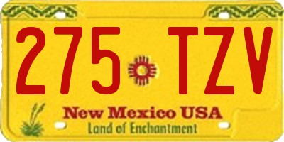 NM license plate 275TZV