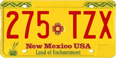 NM license plate 275TZX