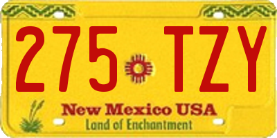 NM license plate 275TZY