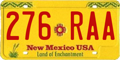 NM license plate 276RAA