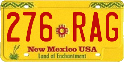NM license plate 276RAG