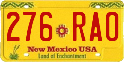 NM license plate 276RAO