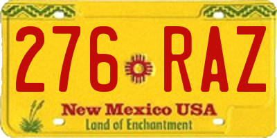 NM license plate 276RAZ