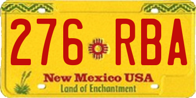 NM license plate 276RBA