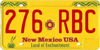 NM license plate 276RBC