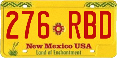 NM license plate 276RBD