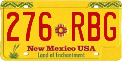 NM license plate 276RBG