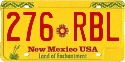 NM license plate 276RBL