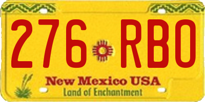 NM license plate 276RBO