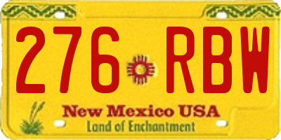 NM license plate 276RBW