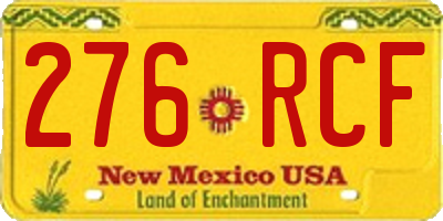 NM license plate 276RCF