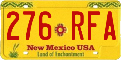 NM license plate 276RFA