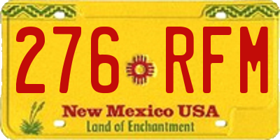 NM license plate 276RFM