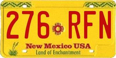 NM license plate 276RFN