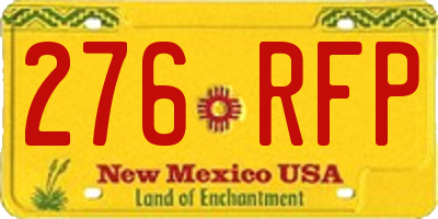 NM license plate 276RFP