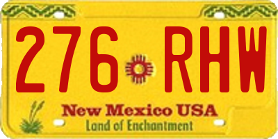 NM license plate 276RHW