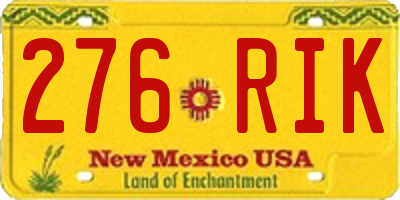 NM license plate 276RIK