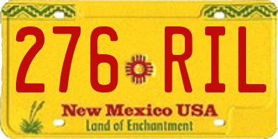 NM license plate 276RIL