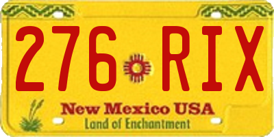 NM license plate 276RIX