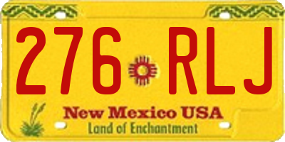 NM license plate 276RLJ