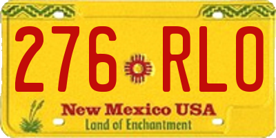 NM license plate 276RLO