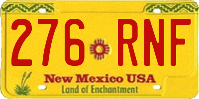NM license plate 276RNF