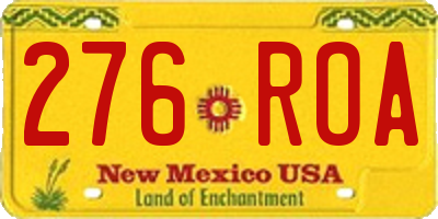NM license plate 276ROA