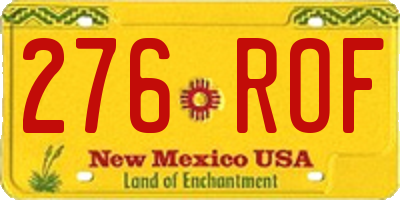NM license plate 276ROF