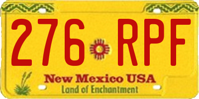 NM license plate 276RPF