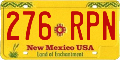 NM license plate 276RPN