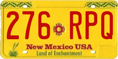 NM license plate 276RPQ