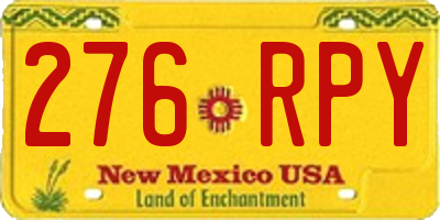 NM license plate 276RPY