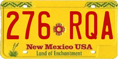 NM license plate 276RQA