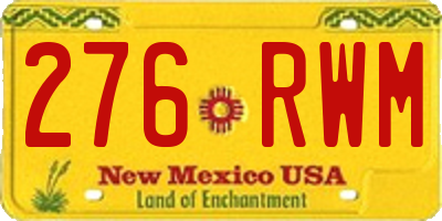 NM license plate 276RWM