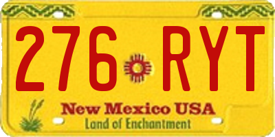 NM license plate 276RYT