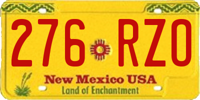 NM license plate 276RZO
