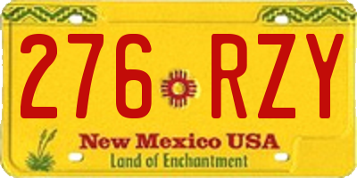 NM license plate 276RZY